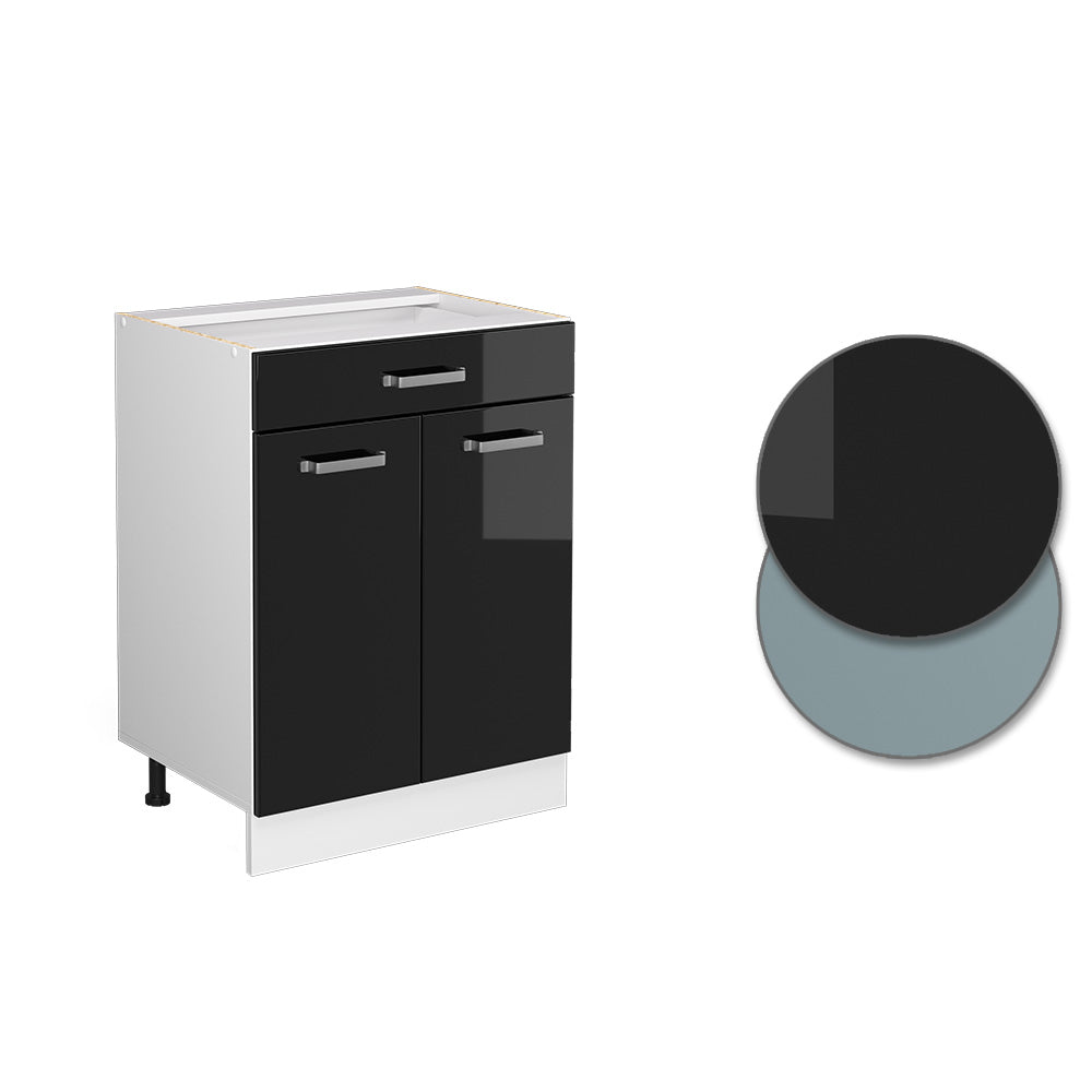 Vicco Mobiletto base per cucina Nero lucido 60 cm con cassetto, PL Antracite