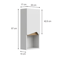 Vicco Mobile bagno Bianco 30 x 67 cm con porta e scomparto aperto