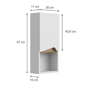 Vicco Mobile bagno Bianco 30 x 67 cm con porta e scomparto aperto