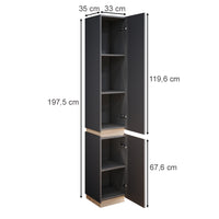 Vicco Armadio per il bagno Antracite 33 x 197.5 cm con 2 porte