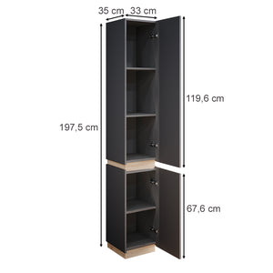 Vicco Armadio per il bagno Antracite 33 x 197.5 cm con 2 porte