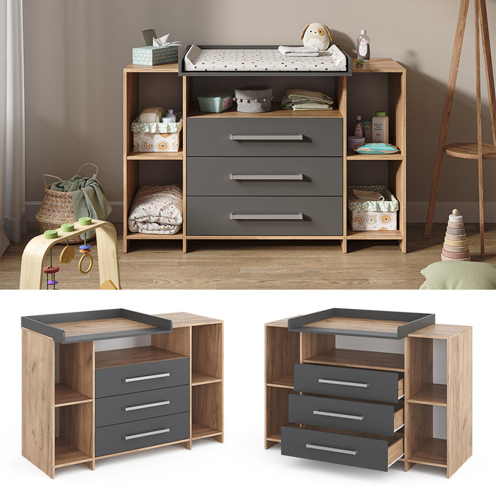 Vicco Fasciatoio Rovere 143 x 100 cm XL con cassetti