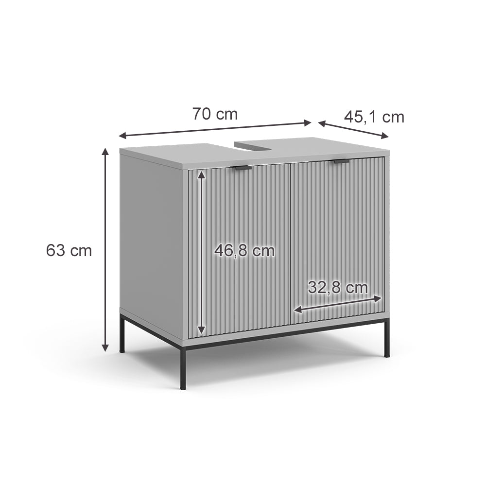 Vicco Mobile sottolavabo per bagno Grigio 70 x 63 cm con ante