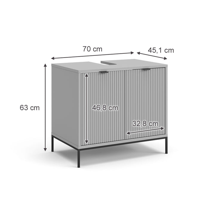 Vicco Mobile sottolavabo per bagno Grigio 70 x 63 cm con ante