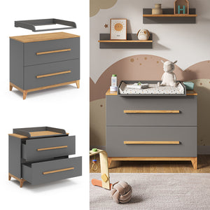 Vitalispa Fasciatoio Grigio 108 x 98 cm con 2 cassetti