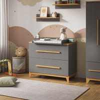 Vitalispa Fasciatoio Grigio 108 x 98 cm con 2 cassetti