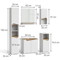 Vicco Set di mobili da bagno Bianco 5 parti