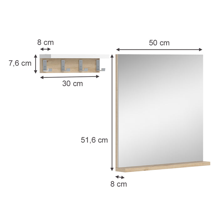 Vicco Specchio bagno Bianco 50 x 51.6 cm con ripiano