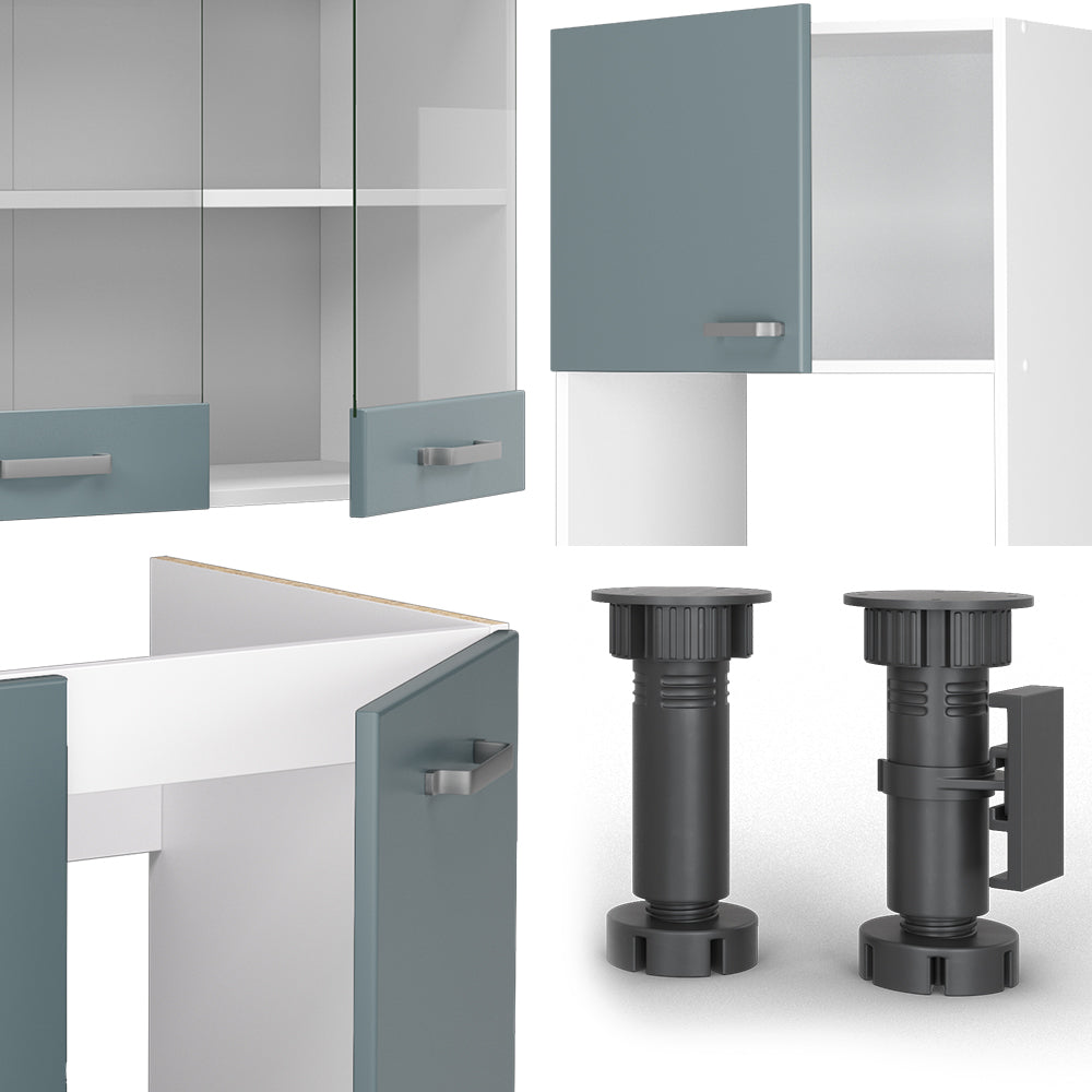 Vicco Cucina angolare completa Grigio-blu 237 x 60 cm , PL Marmo