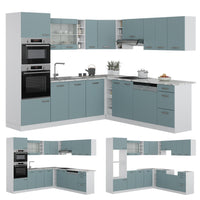 Vicco Cucina angolare completa Grigio-blu 237 x 60 cm , PL Marmo