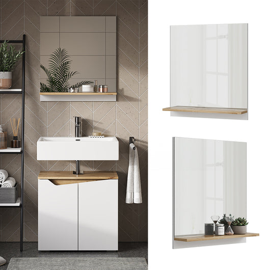 Vicco Specchio contenitore bagno Bianco 60 x 67 cm con ripiano