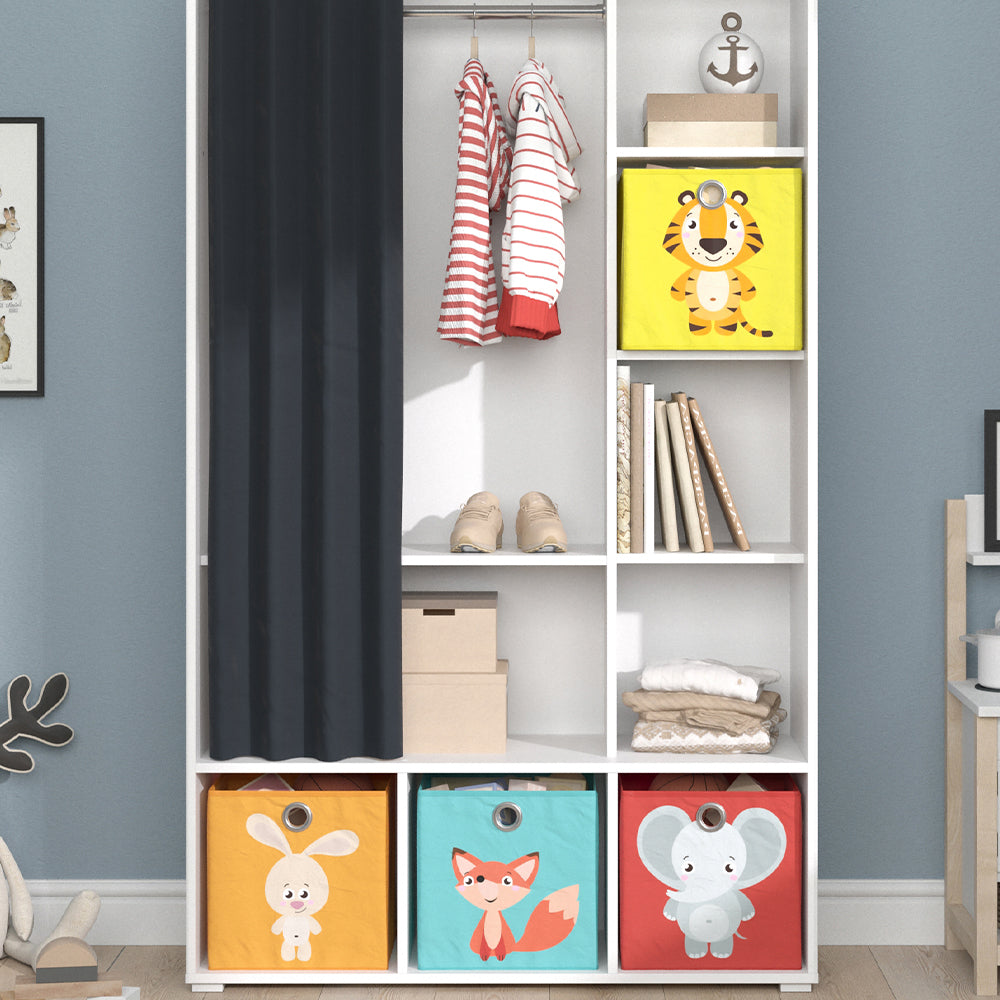 Vicco Guardaroba per bambini Bianco 38 x 178.1 cm Con scatole pieghevoli (colorate)