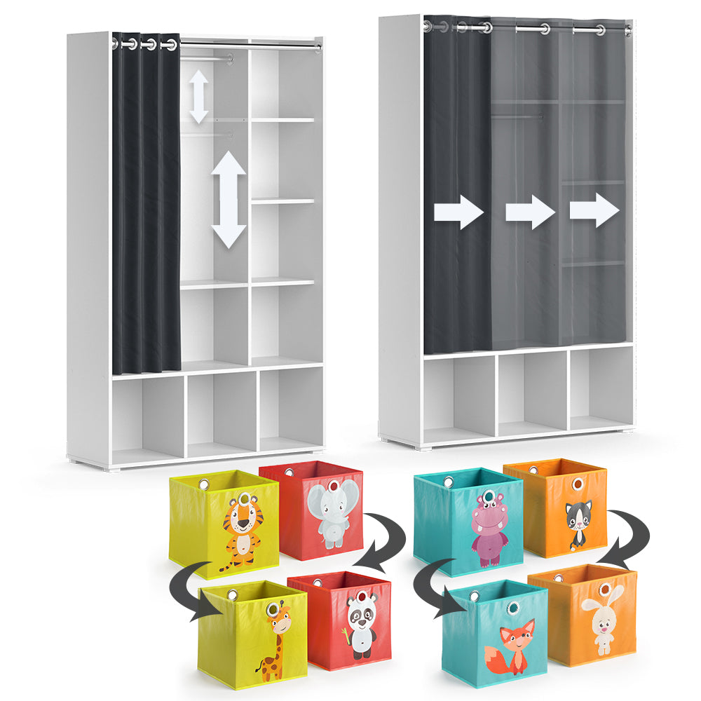 Vicco Guardaroba per bambini Bianco 38 x 178.1 cm Con scatole pieghevoli (colorate)
