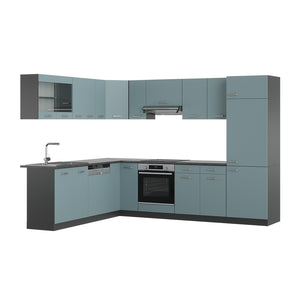 Vicco Cucina angolare completa Blu-grigio/antracite 227 x 287 cm , PL Antracite