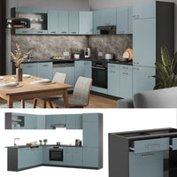Vicco Cucina angolare completa Blu-grigio/antracite 227 x 287 cm , PL Rovere