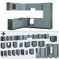 Vicco Cucina angolare completa Blu-grigio/antracite 227 x 287 cm , PL Antracite
