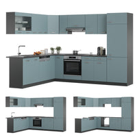 Vicco Cucina angolare completa Blu-grigio/antracite 227 x 287 cm , PL Antracite
