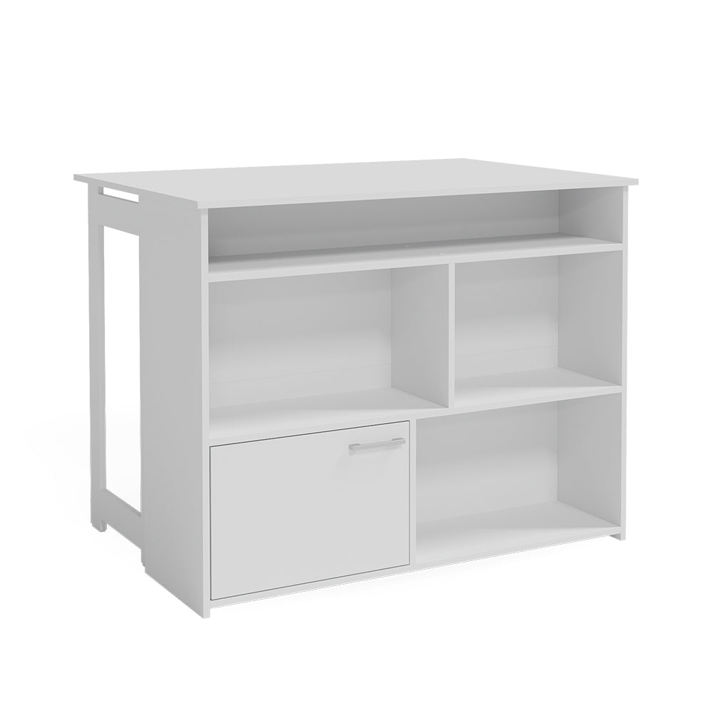Vicco Tavolo bar alto Bianco 116 x 37 cm 4x scomparti aperti e 1x porta