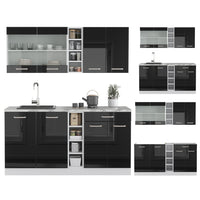 Vicco Cucina completa Nero lucido/bianco 160 cm , PL Antracite
