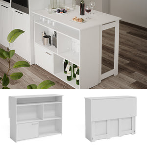 Vicco Tavolo bar alto Bianco 116 x 37 cm 4x scomparti aperti e 1x porta