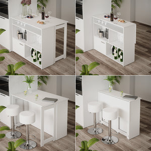 Vicco Tavolo bar alto Bianco 116 x 37 cm 4x scomparti aperti e 1x porta