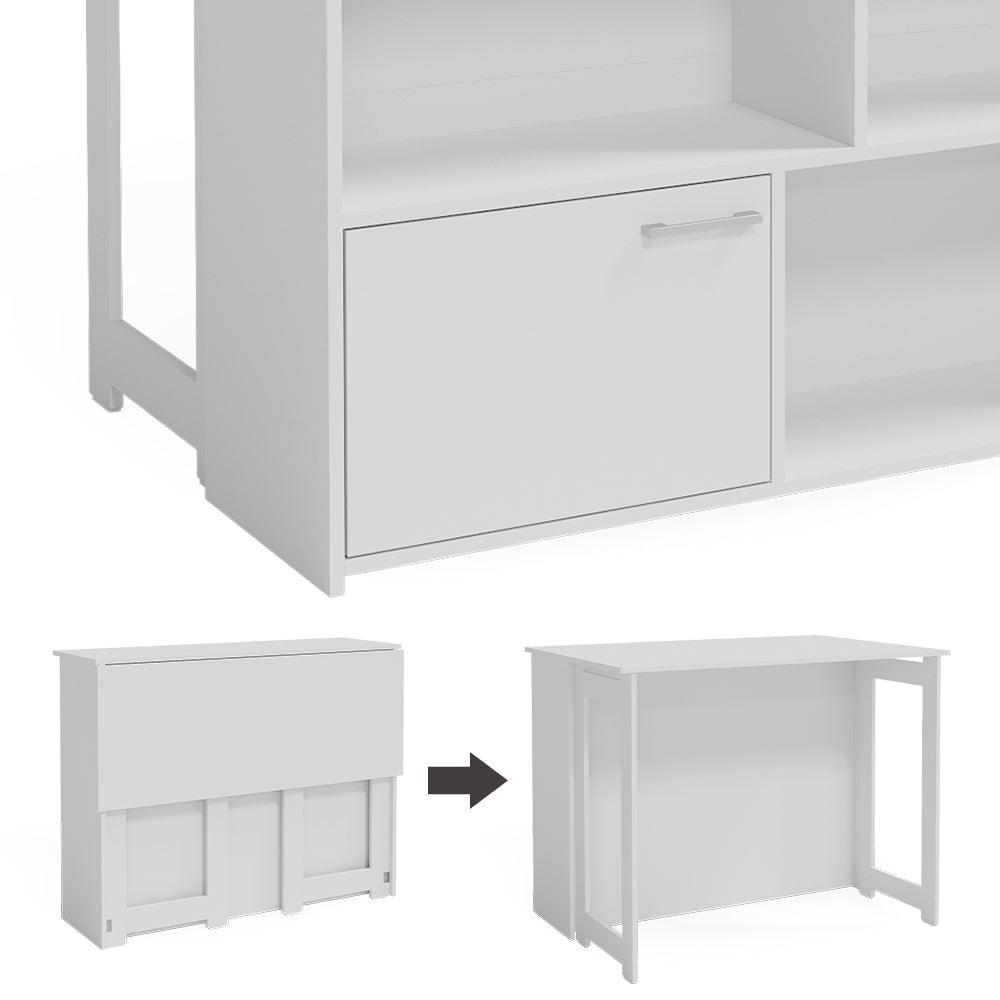 Vicco Tavolo bar alto Bianco 116 x 37 cm 4x scomparti aperti e 1x porta