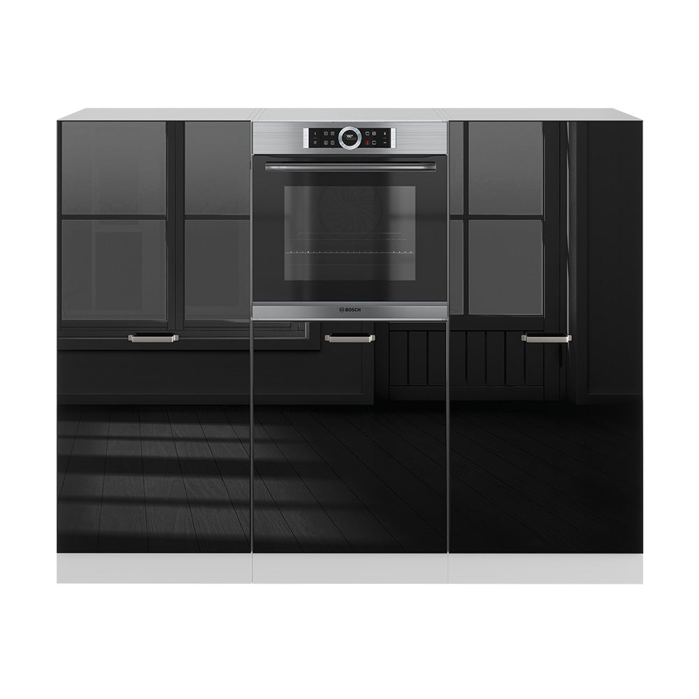 Vicco Cucine componibili piccole Nero lucido/bianco 180 cm senza piano di lavoro