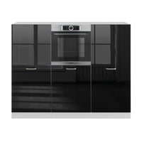 Vicco Cucine componibili piccole Nero lucido/bianco 180 cm senza piano di lavoro