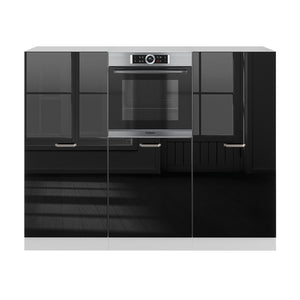 Vicco Cucine componibili piccole Nero lucido/bianco 180 cm senza piano di lavoro