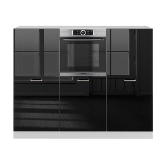 Vicco Cucine componibili piccole Nero lucido/bianco 180 cm senza piano di lavoro