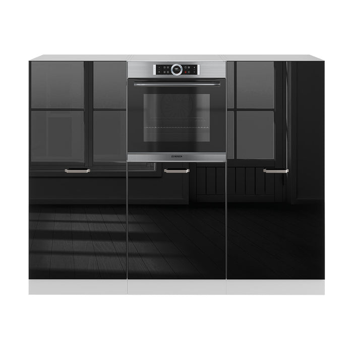 Vicco Cucine componibili piccole Nero lucido/bianco 180 cm senza piano di lavoro