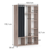 Vicco Armadio multifunzione Sonoma 38 x 178.1 cm con appendiabiti a tenda