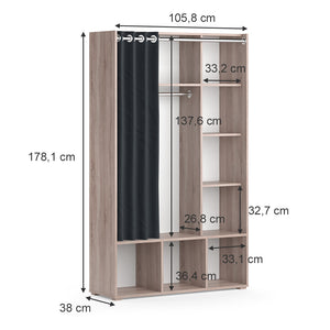 Vicco Armadio multifunzione Sonoma 38 x 178.1 cm con appendiabiti a tenda