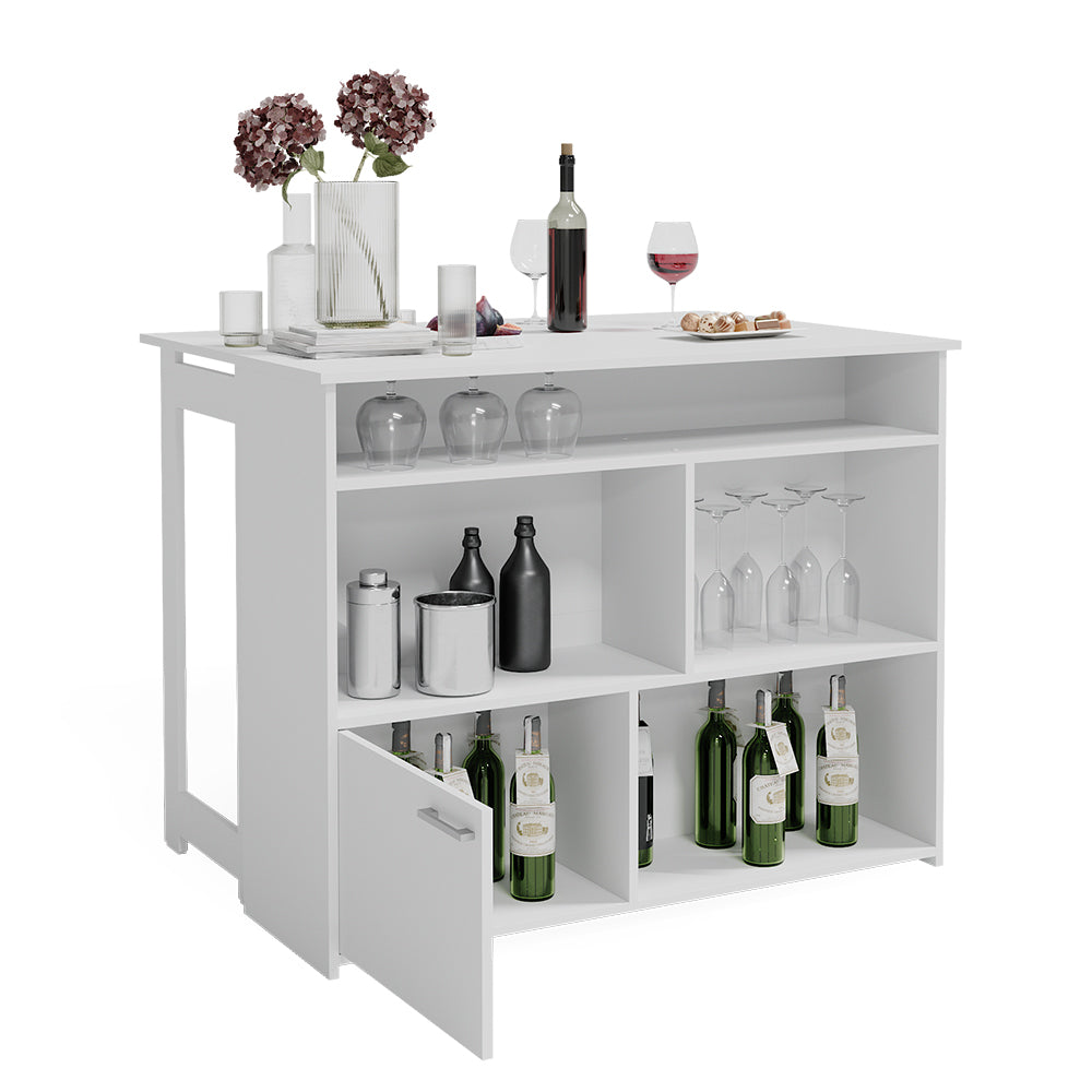 Vicco Tavolo bar alto Bianco 116 x 37 cm 4x scomparti aperti e 1x porta