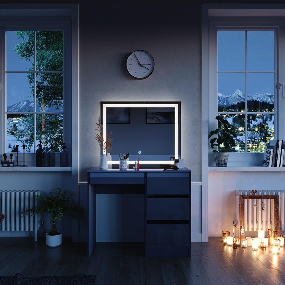 Vicco Tavolo da toeletta Antracite 90 cm con specchio a LED