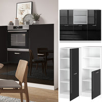 Vicco Cucine componibili piccole Nero lucido/bianco 180 cm senza piano di lavoro