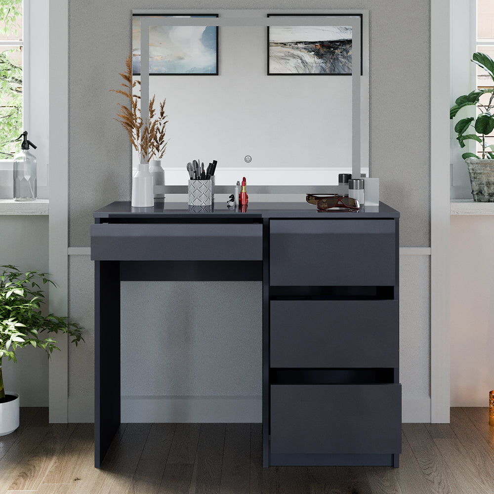 Vicco Tavolo da toeletta Antracite 90 cm con specchio a LED