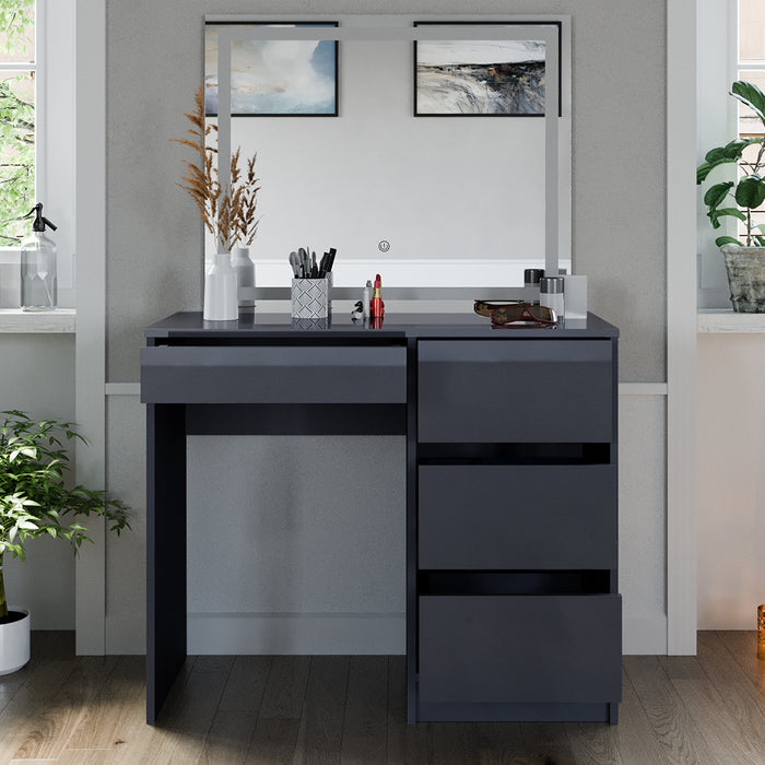 Vicco Tavolo da toeletta Antracite 90 cm con specchio a LED
