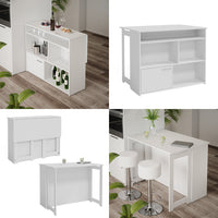 Vicco Tavolo bar alto Bianco 116 x 37 cm 4x scomparti aperti e 1x porta