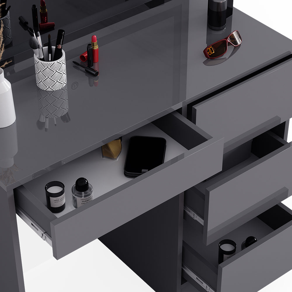Vicco Tavolo da toeletta Antracite 90 cm con specchio a LED