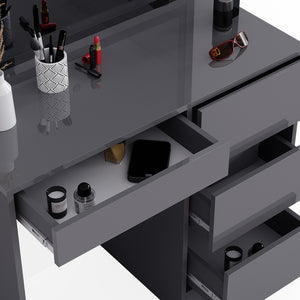 Vicco Tavolo da toeletta Antracite 90 cm con specchio a LED