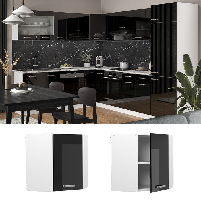 Vicco Mobile angolare da cucina Nero lucido 57 cm