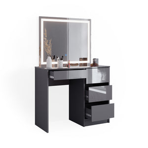 Vicco Tavolo da toeletta Antracite 90 cm con specchio a LED