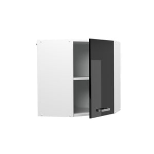 Vicco Pensile universale Nero lucido 57 cm Pensile ad angolo con anta