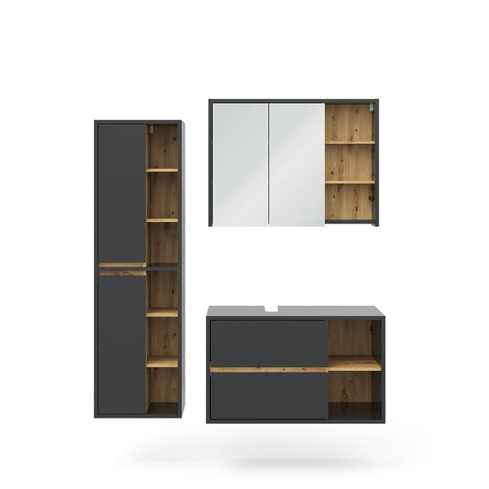 Vicco Set di mobili da bagno Antracite 3 parti