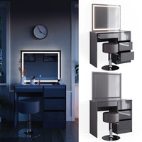 Vicco Tavolo da toeletta Antracite 40 cm con specchio LED e sgabello