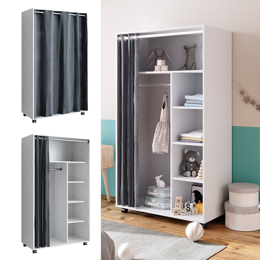 Vicco Armadio multifunzione Bianco 100 x 168 cm Con rulli