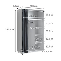 Vicco Armadio multifunzione Bianco 100 x 168 cm Con rulli