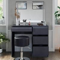 Vicco Tavolo da toeletta Antracite 40 cm con specchio LED e sgabello