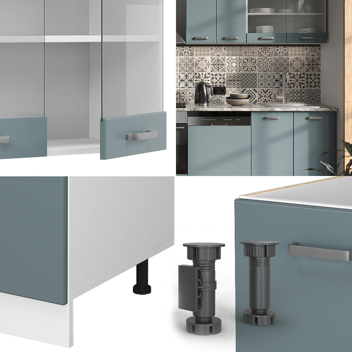 Vicco Cucina componibile Blu-grigio/bianco 300 cm senza piano di lavoro
